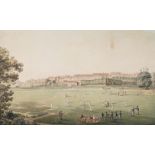 ATTRIBUTED TO GIOVANNI SALUCCI (SWISS 1769-1845), A CRICKET MATCH AT LE JARDIN DES BASTION