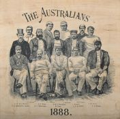 A COMMEMORATIVE SILK HANDKERCHIEF, THE AUSTRALIANS, 1888
