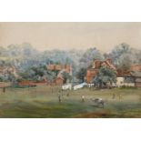 RAYNER ***(LATE 19TH CENTURY), FIGURES PLAYING CRICKET BEFORE THE WHITE HART INN