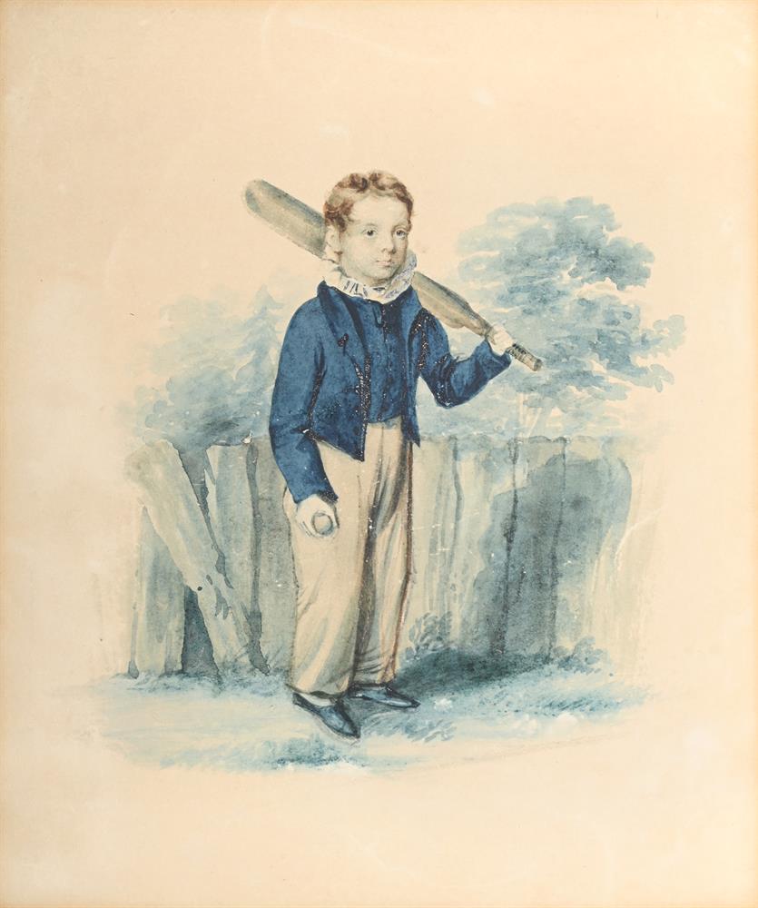 BRITISH SCHOOL (19TH CENTURY), A PORTRAIT OF A BOY CRICKETER; TOGETHER WITH TWO OTHERS (3) - Image 3 of 6