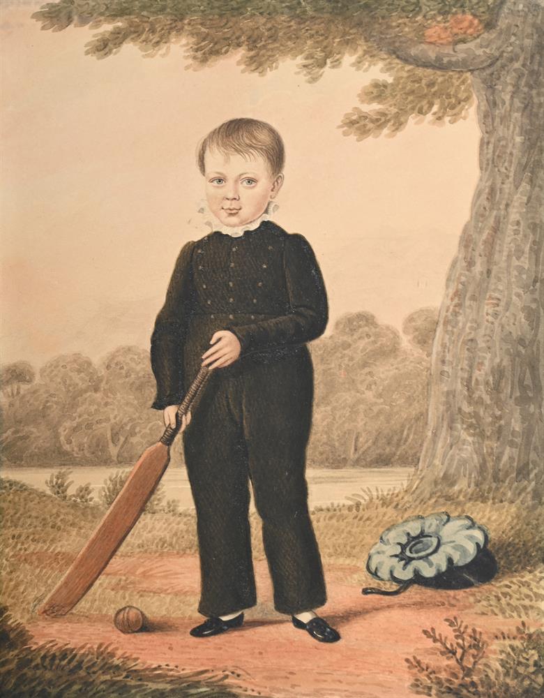 BRITISH SCHOOL (19TH CENTURY), A PORTRAIT OF A BOY CRICKETER; TOGETHER WITH TWO OTHERS (3) - Image 4 of 6