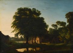 ENGLISH SCHOOL (CIRCA 1800), THE CRICKET MATCH, NEXT TO A VILLAGE CHURCH
