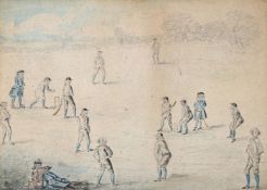 ENGLISH SCHOOL, MID EIGHTEENTH CENTURY, AFTER FRANCIS HAYMAN (BRITISH 1708-1776), A CRICKET MATCH IN
