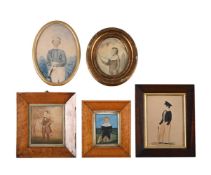 W. MURRAY (BRITISH 19TH CENTURY), PORTRAIT OF A BOY CRICKETER IN SIDE PROFILE; WITH FOUR OTHERS (5)