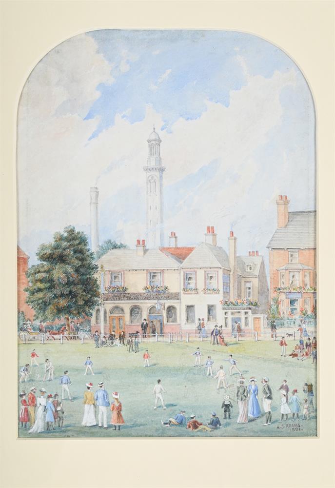 A. J. ADAMS (19TH CENTURY), A CRICKET MATCH BEFORE A FACTORY