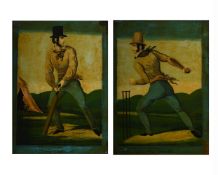 ENGLISH PROVINCIAL SCHOOL (19TH CENTURY), THE BATSMAN; THE BOWLER (2)