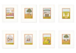 A SET OF EIGHT INDIAN MINIATURE PAINTINGS (LATE 19TH/20TH CENTURY)