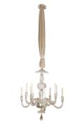 A TEN BRANCH CUT GLASS CHANDELIER, 20TH CENTURY