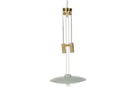 AN ADJUSTABLE 'RISE AND FALL' CEILING LIGHT, PROBABLY ITALIAN