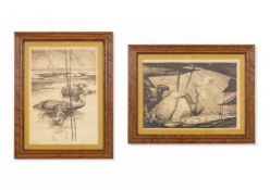 JACK MARTIN SMITH (AMERICAN 1911-1993), PAIR OF ETCHINGS; WATER BUFFALO AND CAMELS