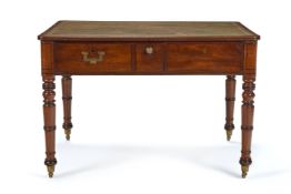 Y A GEORGE IV MAHOGANY AND EBONY LINE INLAID LIBRARY TABLE, CIRCA 1825
