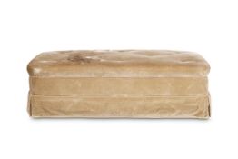 A BUTTONED VELVET OTTOMAN STOOL, BY VEERE GRENNEY ASSOCIATES