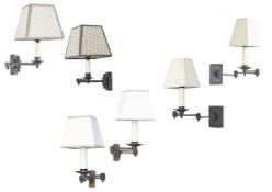 SIX BRASS ARTICULATED WALL LIGHTS AND VARIOUS SHADES, MODERN