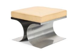 A STAINLESS STEEL X-FRAME STOOL, MICHEL BOYER (1935-2011)