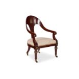 A REGENCY BRASS MOUNTED GRAINED BEECH ARMCHAIR, EARLY 19TH CENTURY