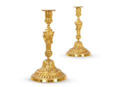 A PAIR OF ORMOLU CANDLESTICKS, FRENCH