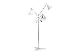 AN ENAMELLED ALUMINIUM AND CHROMED STEEL ADJUSTABLE STANDARD LAMP, ATTRIBUTED TO GINO SAFATTI