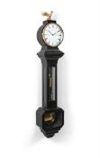 A RARE AUSTRIAN EBONISED DRUMHEAD LANTERNDLUHR WALL REGULATOR TIMEPIECE WITH CENTRE SECONDS