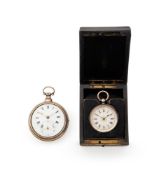 A REGENCY SILVER VERGE PAIR-CASED CHRONOGRAPH POCKET WATCH