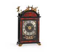 Y A FINE FRENCH LOUIS XIV PEWTER STRUNG EBONY AND TORTOISESHELL ‘RELIGIEUSE’ TABLE CLOCK WITH ALARM