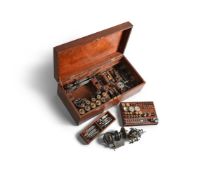 A FINE GERMAN STEEL AND BRASS WATCHMAKER’S 6MM LATHE OUTFIT WITH AN EXTENSIVE RANGE OF ACCESSORIES