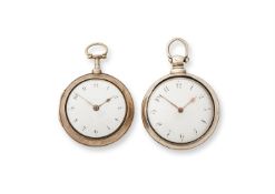 TWO GEORGE III/IV SILVER PAIR-CASED VERGE POCKET WATCHES