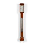 AN EARLY VICTORIAN MAHOGANY MERCURY STICK BAROMETER