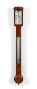 AN EARLY VICTORIAN MAHOGANY MERCURY STICK BAROMETER