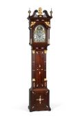 Y A FINE TORTOISESHELL AND MOTHER-OF-PEARL INLAID 'RED WALNUT' MUSICAL LONGCASE CLOCK WITH MOONPHASE