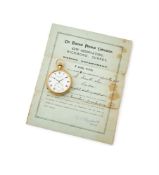 Y A FINE 18CT GOLD ‘KARRUSEL’ LEVER KEYLESS POCKET WATCH AWARDED WITH KEW ‘CLASS A’ CERTIFICATE