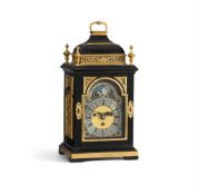 A FINE GEORGE I GILT BRASS MOUNTED EBONY SMALL QUARTER-CHIMING TABLE/BRACKET CLOCK WITH MOONPHASE