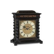 Y A FINE AND RARE CHARLES II EBONY VENEERED TURNTABLE CLOCK