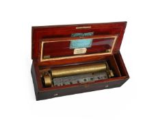 Y A SWISS INLAID ROSEWOOD MUSIC BOX
