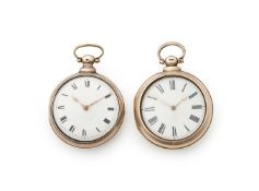 TWO REGENCY/VICTORIAN SILVER PAIR-CASED VERGE POCKET WATCHES