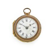 Y A GILT AND TORTOISESHELL PAIR-CASED VERGE POCKET WATCH