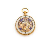 A FINE SWISS GOLD VERGE QUARTER-REPEATING 'JACQUEMART' AUTOMATON POCKET WATCH