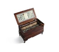 Y A RARE REGENCY BRASS MOUNTED MAHOGANY HAND-CRANKED BARREL ORGAN