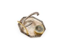A RARE FRENCH SILVER PORTABLE EQUINOCTIAL SUNDIAL