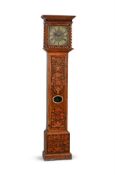 A WILLIAM III BURR WALNUT AND FLORAL PANEL MARQUETRY EIGHT-DAY LONGCASE CLOCK