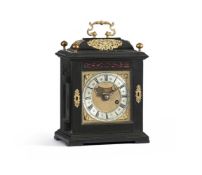 Y A FINE AND RARE WILLIAM III SMALL EBONY TABLE TIMEPIECE WITH SILENT-PULL REPEAT