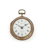 A GEORGE III SILVER PAIR-CASED VERGE POCKET WATCH