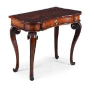 Y AN ITALIAN ROSEWOOD, WALNUT AND CEDAR SERPENTINE SIDE TABLE, LATE 18TH CENTURY
