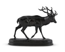 ANTOINE-LOUIS BARYE (FRENCH, 1795-1875), AN ANIMALIER BRONZE 'CERF QUI MARCHE'