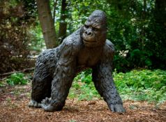 A LIFE SIZE BRONZE GORILLA, CONTEMPORARY