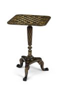 A REGENCY PENWORK TRIPOD GAMES TABLE, CIRCA 1815