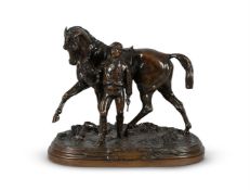 PIERRE-JULES MÊNE (1810-1879), AN EQUESTRIAN BRONZE 'VANQUEUR'