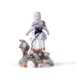 A HÖCHST FIGURE OF A MAID FEEDING CHICKENS, CIRCA 1770