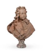A TERRACOTTA BUST OF A YOUNG NOBLEMAN, IN THE MANNER OF FERNANDO CIANCIANINI, EARLY 20TH CENTURY