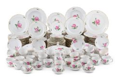 A MEISSEN (OUTSIDE DECORATED) 'PINK ROSE' PATTERN PART DINNER SERVICE, SECOND HALF 20TH CENTURY