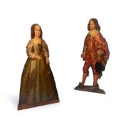 A PAIR OF PAINTED DUMMY BOARDS, IN GEORGIAN STYLE, 20TH CENTURY